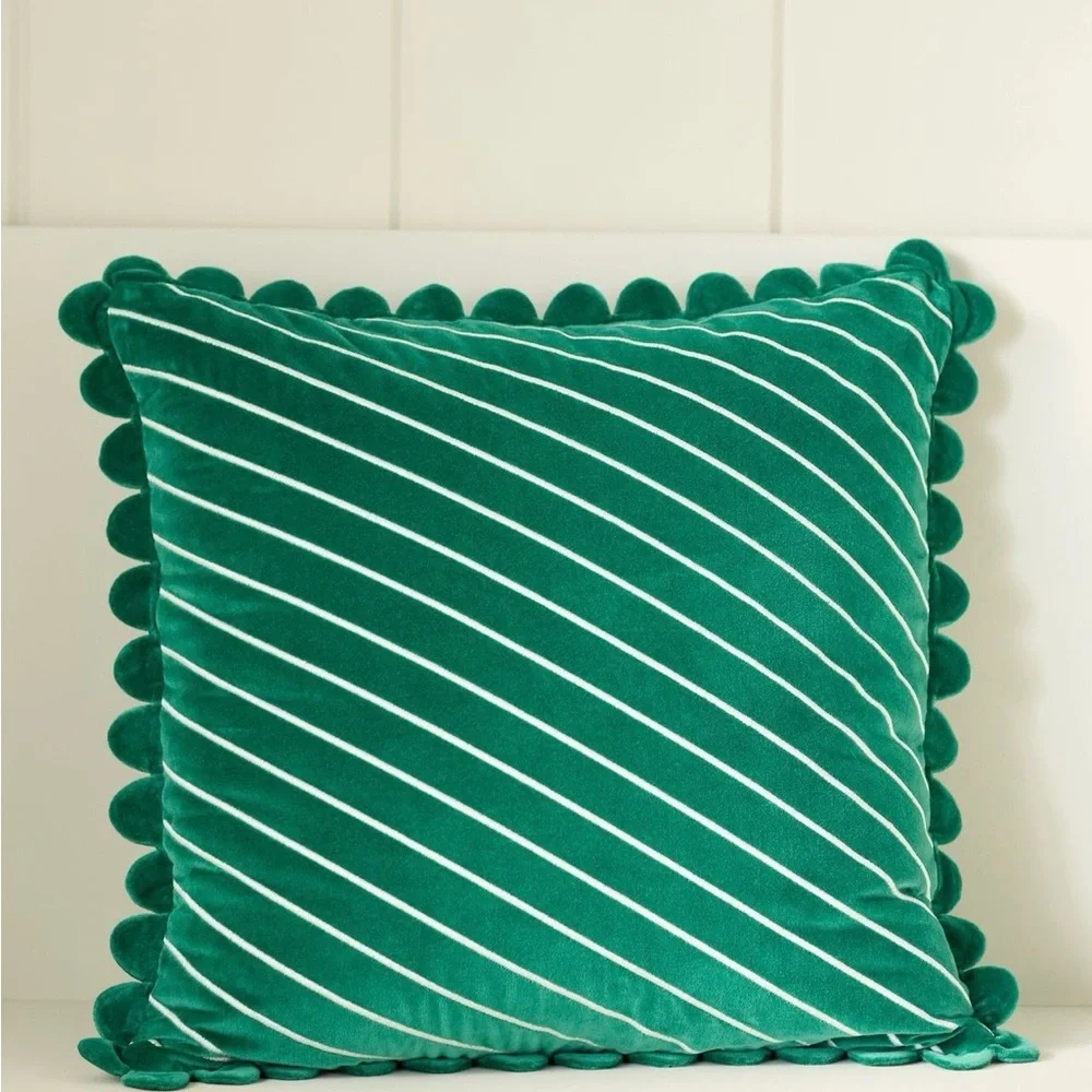 Anthropologie Cotton Velvet Striped Pillow